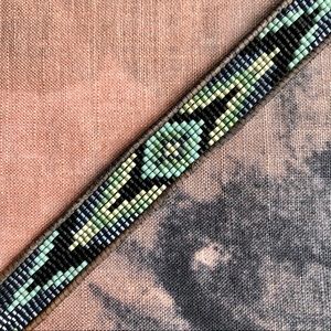 Beautiful Seed Bead Bracelet w/ Leather Trim